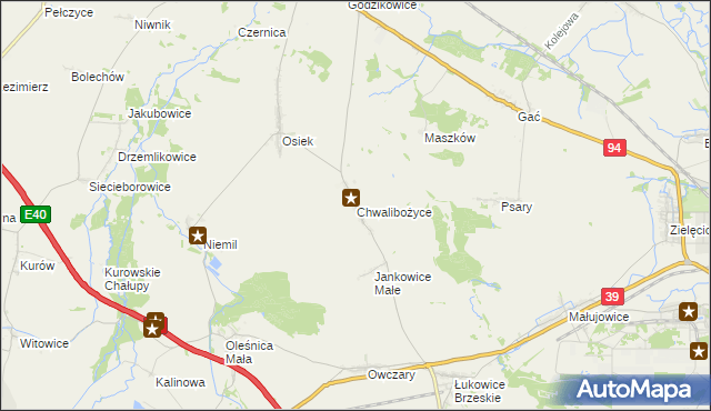 mapa Chwalibożyce, Chwalibożyce na mapie Targeo