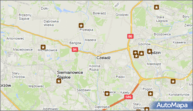 mapa Czeladź, Czeladź na mapie Targeo