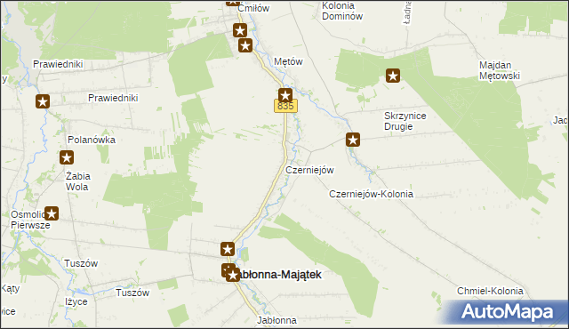 mapa Czerniejów gmina Jabłonna, Czerniejów gmina Jabłonna na mapie Targeo