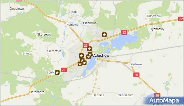 mapa Człuchów, Człuchów na mapie Targeo