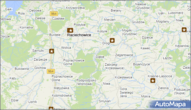 mapa Dąbie gmina Raciechowice, Dąbie gmina Raciechowice na mapie Targeo