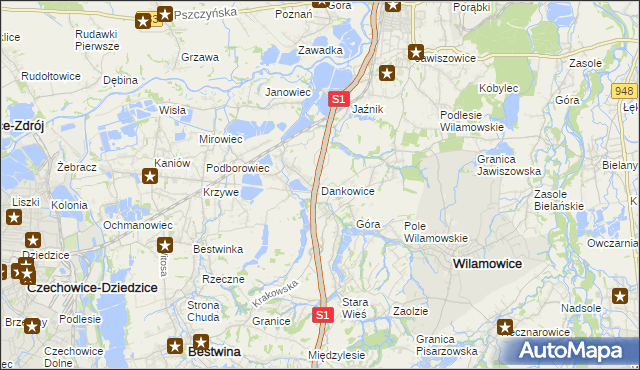 mapa Dankowice gmina Wilamowice, Dankowice gmina Wilamowice na mapie Targeo