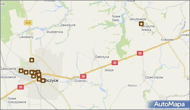mapa Debrzyca, Debrzyca na mapie Targeo