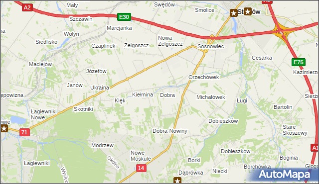 mapa Dobra gmina Stryków, Dobra gmina Stryków na mapie Targeo