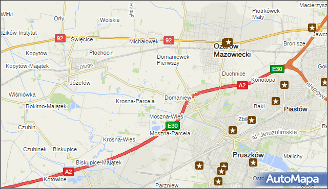 mapa Domaniew gmina Brwinów, Domaniew gmina Brwinów na mapie Targeo