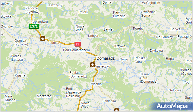 mapa Domaradz powiat brzozowski, Domaradz powiat brzozowski na mapie Targeo