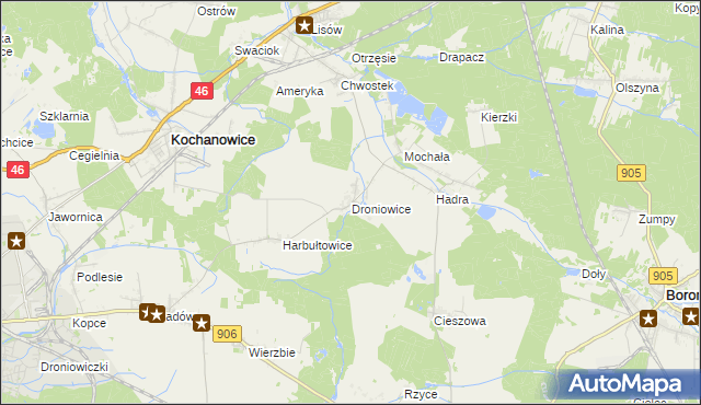 mapa Droniowice, Droniowice na mapie Targeo