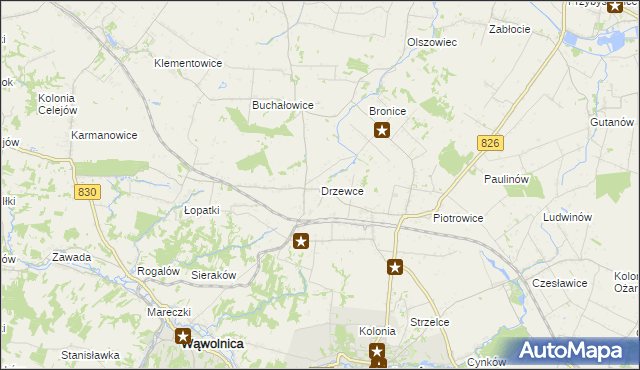 mapa Drzewce gmina Nałęczów, Drzewce gmina Nałęczów na mapie Targeo
