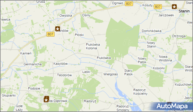 mapa Fiukówka gmina Krzywda, Fiukówka gmina Krzywda na mapie Targeo