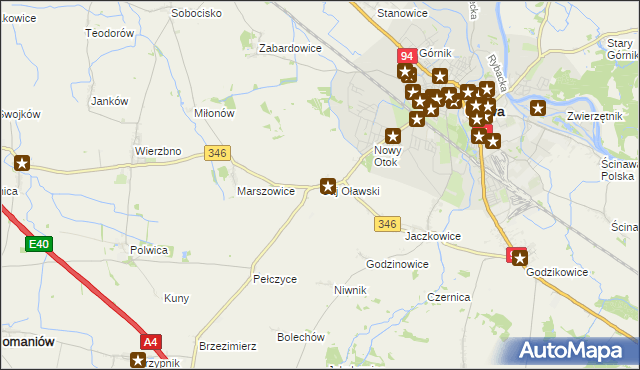 mapa Gaj Oławski, Gaj Oławski na mapie Targeo