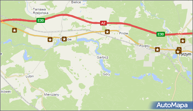 mapa Garbicz, Garbicz na mapie Targeo