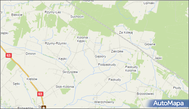 mapa Gąsiory gmina Ulan-Majorat, Gąsiory gmina Ulan-Majorat na mapie Targeo