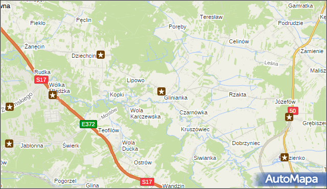 mapa Glinianka gmina Wiązowna, Glinianka gmina Wiązowna na mapie Targeo