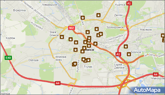mapa Gliwic, Gliwice na mapie Targeo