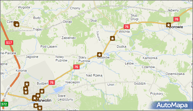 mapa Głosków gmina Borowie, Głosków gmina Borowie na mapie Targeo