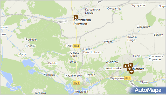 mapa Głusko Duże-Kolonia, Głusko Duże-Kolonia na mapie Targeo