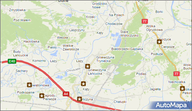 mapa Gniewczyna Tryniecka, Gniewczyna Tryniecka na mapie Targeo