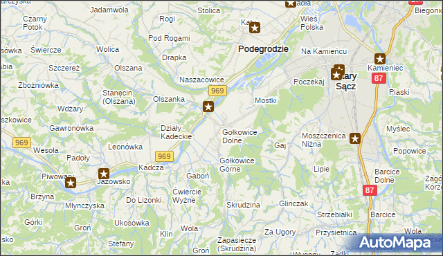 mapa Gołkowice Dolne, Gołkowice Dolne na mapie Targeo