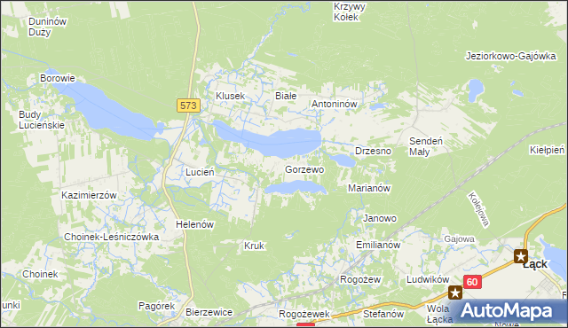 mapa Gorzewo gmina Gostynin, Gorzewo gmina Gostynin na mapie Targeo