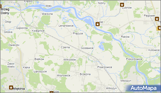 mapa Gosławice gmina Miękinia, Gosławice gmina Miękinia na mapie Targeo