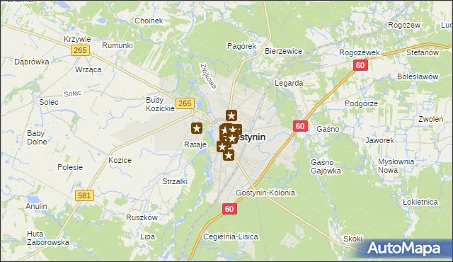 mapa Gostynin, Gostynin na mapie Targeo