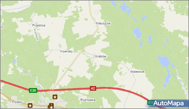 mapa Grabów gmina Torzym, Grabów gmina Torzym na mapie Targeo
