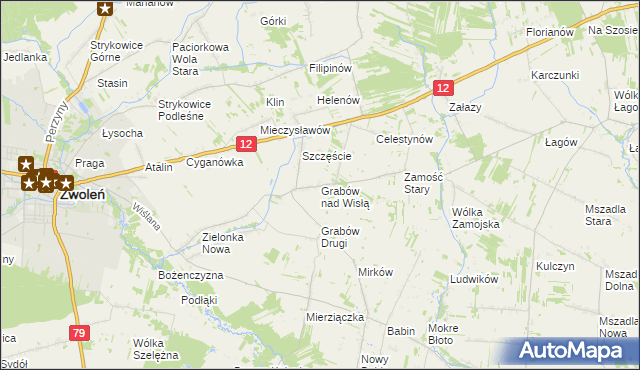 mapa Grabów nad Wisłą, Grabów nad Wisłą na mapie Targeo