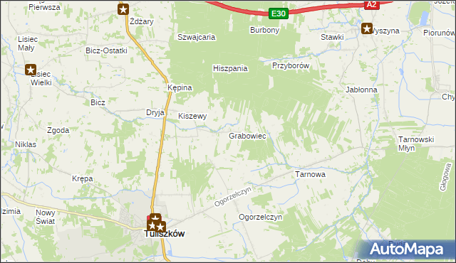 mapa Grabowiec gmina Tuliszków, Grabowiec gmina Tuliszków na mapie Targeo
