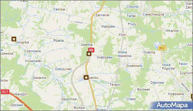 mapa Grębiszew, Grębiszew na mapie Targeo