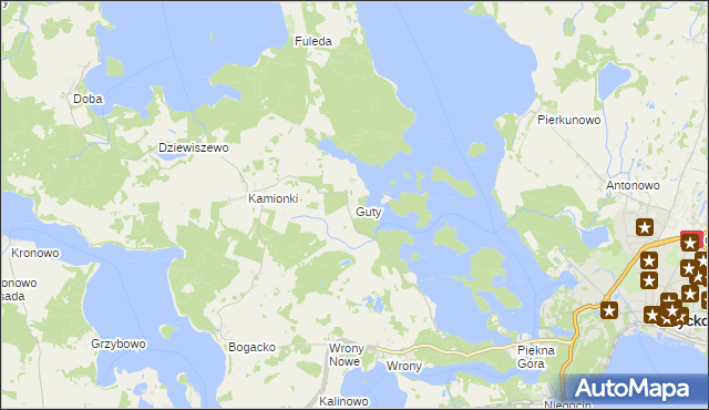 mapa Guty gmina Giżycko, Guty gmina Giżycko na mapie Targeo