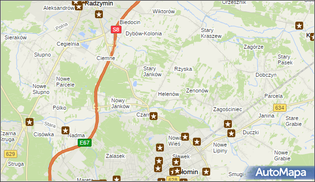 mapa Helenów gmina Wołomin, Helenów gmina Wołomin na mapie Targeo