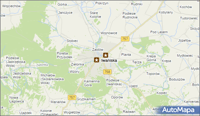 mapa Iwaniska, Iwaniska na mapie Targeo