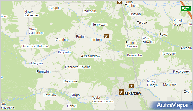 mapa Izdebno-Kolonia gmina Łaskarzew, Izdebno-Kolonia gmina Łaskarzew na mapie Targeo