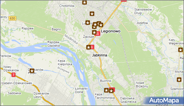 mapa Jabłonna powiat legionowski, Jabłonna powiat legionowski na mapie Targeo