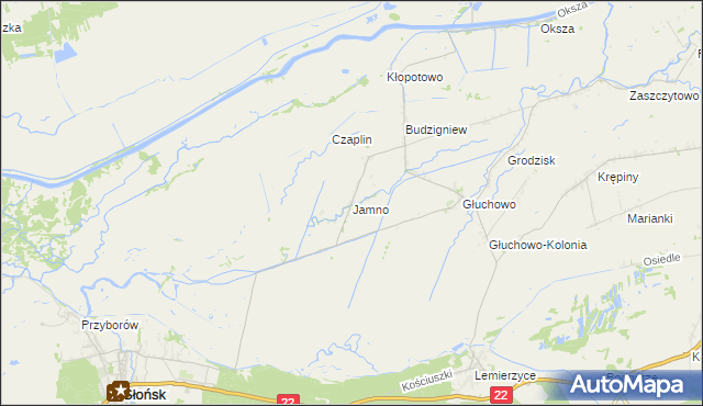 mapa Jamno gmina Słońsk, Jamno gmina Słońsk na mapie Targeo