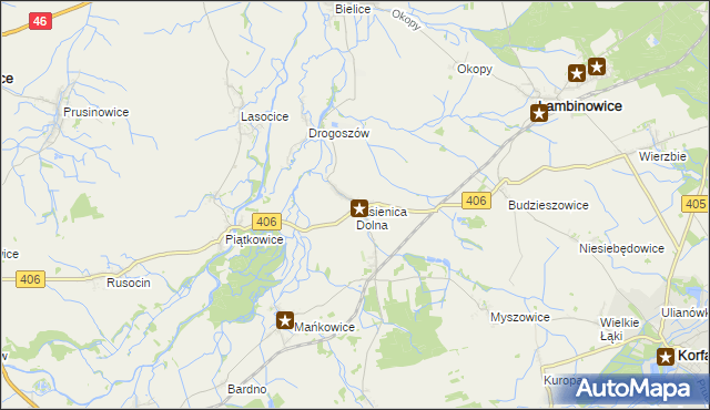 mapa Jasienica Dolna, Jasienica Dolna na mapie Targeo