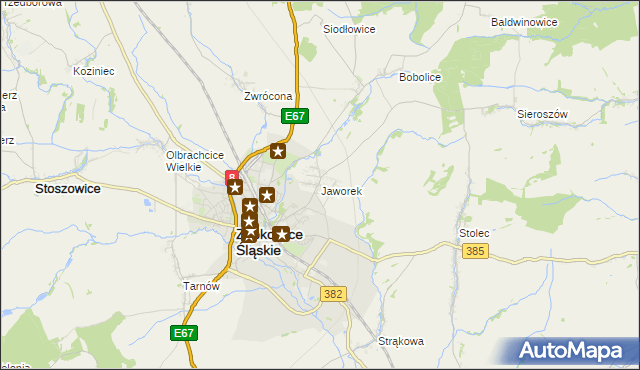 mapa Jaworek gmina Ząbkowice Śląskie, Jaworek gmina Ząbkowice Śląskie na mapie Targeo