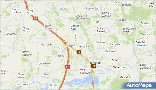 mapa Jedlanka gmina Jedlińsk, Jedlanka gmina Jedlińsk na mapie Targeo