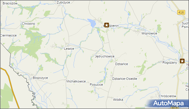 mapa Jędrychowice, Jędrychowice na mapie Targeo