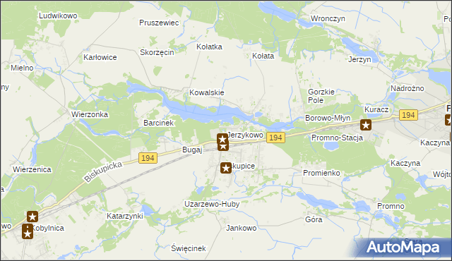 mapa Jerzykowo gmina Pobiedziska, Jerzykowo gmina Pobiedziska na mapie Targeo