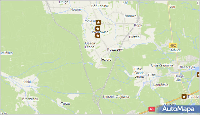 mapa Jezioro gmina Wręczyca Wielka, Jezioro gmina Wręczyca Wielka na mapie Targeo