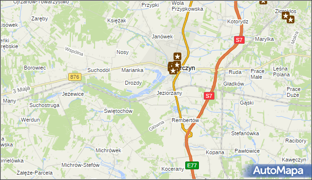 mapa Jeziorzany gmina Tarczyn, Jeziorzany gmina Tarczyn na mapie Targeo