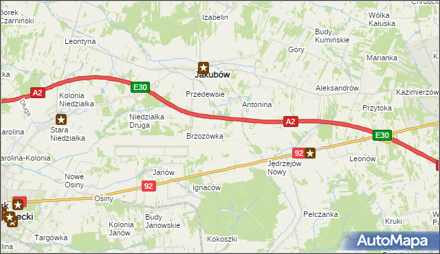 mapa Józefin gmina Jakubów, Józefin gmina Jakubów na mapie Targeo