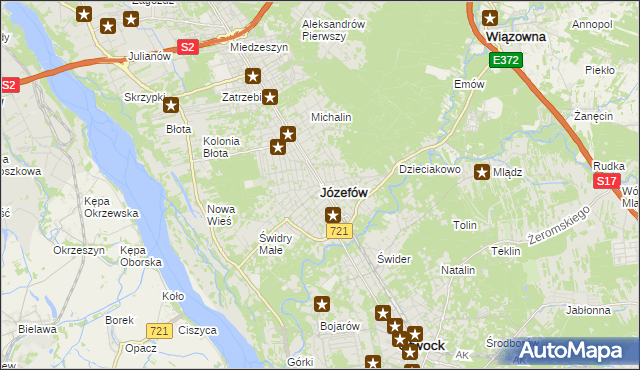 mapa Józefów powiat otwocki, Józefów powiat otwocki na mapie Targeo