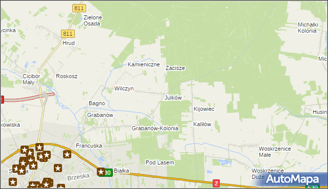 mapa Julków gmina Biała Podlaska, Julków gmina Biała Podlaska na mapie Targeo