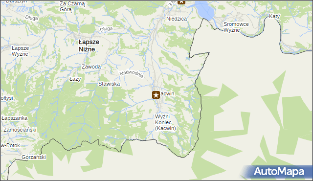 mapa Kacwin, Kacwin na mapie Targeo