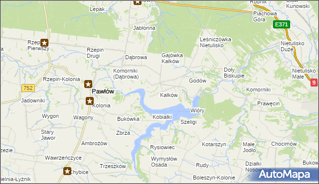 mapa Kałków gmina Pawłów, Kałków gmina Pawłów na mapie Targeo