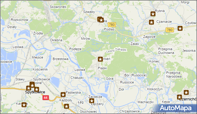 mapa Kamień gmina Czernichów, Kamień gmina Czernichów na mapie Targeo