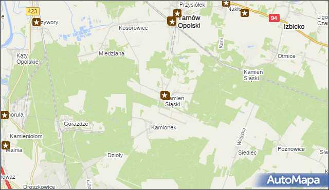 mapa Kamień Śląski, Kamień Śląski na mapie Targeo