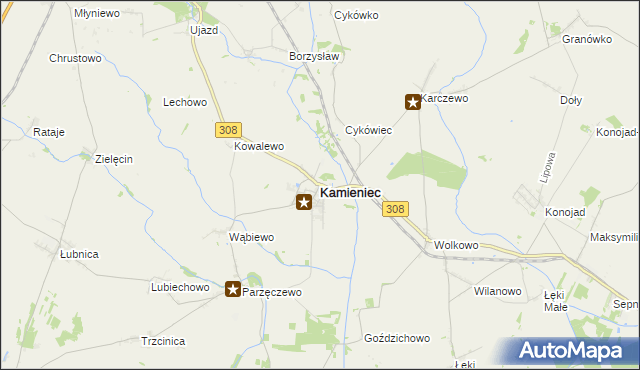 mapa Kamieniec powiat grodziski, Kamieniec powiat grodziski na mapie Targeo